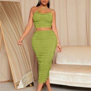 SheIn One Shoulder Crop Top & Ruched Pencil Skirt 4